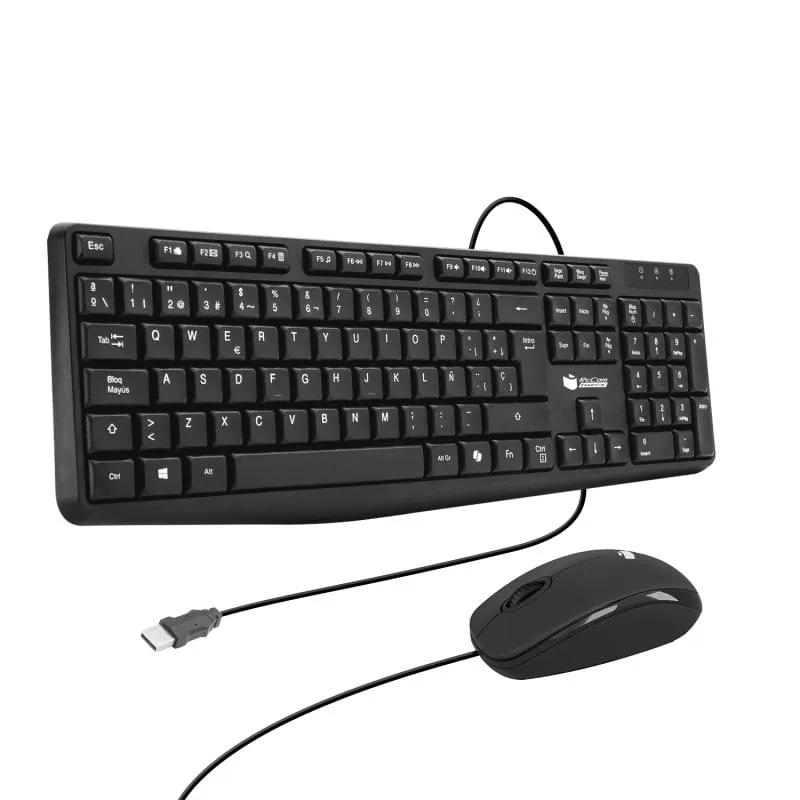 PcCom Essential MK20 Combo Teclado + Ratón con Copilot Negro PCCES-COM-KEYMOU-V2-B