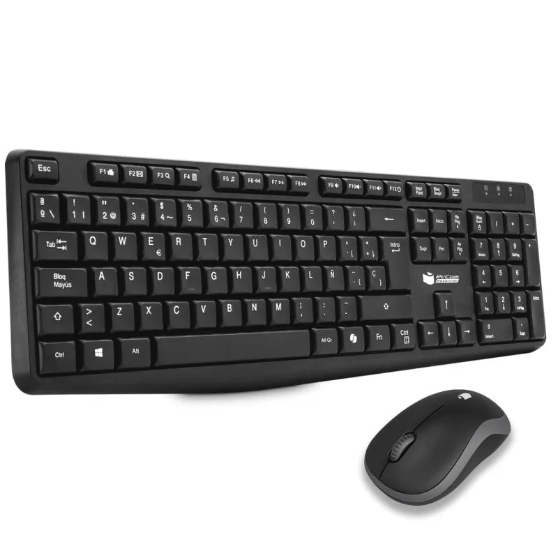 PcCom Essential MK20 Combo Teclado + Ratón Wireless con Copilot Negro PCCES-COM-KEYMOUW-V2-B