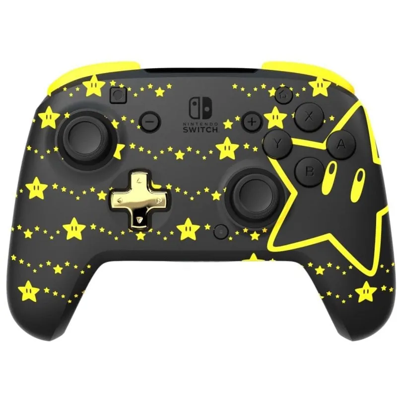 PDP Rematch Glow Mario Stars Mando Inalámbrico Negro para Nintendo Switch 500-202-STGD