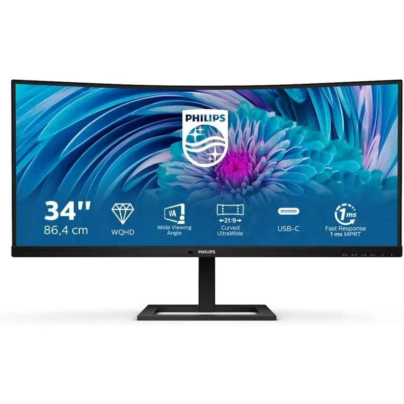 Philips E Line 346E2CUAE/00 34" LED WQHD+ 100Hz FreeSync Premium Curva USB-C 346E2CUAE/00