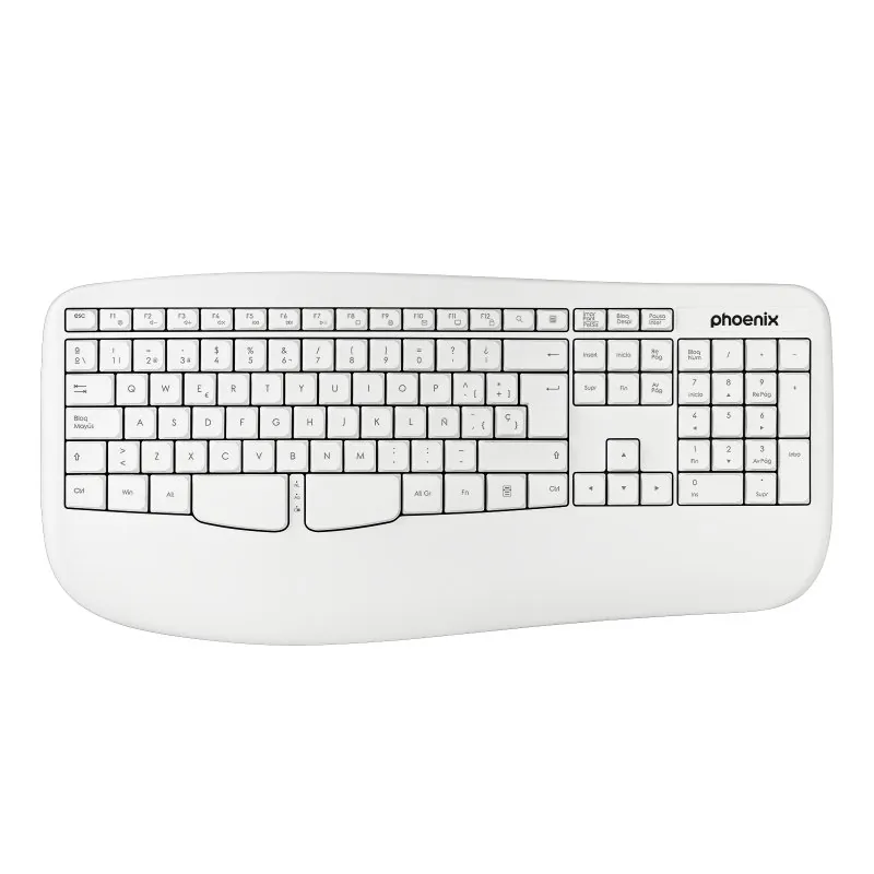 Phoenix K201 Teclado Inalámbrico Ergonómico Blanco K201W