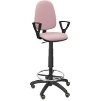 Piqueras y Crespo Ayna Taburete Bali Rosa Pálido con Brazos Fijos y Ruedas de Parqué T04CPBALI710BGOLFRP