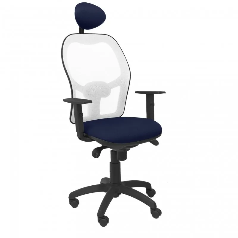 Piqueras y Crespo Jorquera Silla Malla Blanca Asiento Bali Azul Marino con Cabecero Fijo 15SBBALI200C
