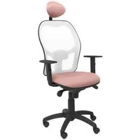 Piqueras y Crespo Jorquera Silla Malla Blanca Asiento Bali con Cabecero Fijo Rosa Pálido 15SBBALI710C