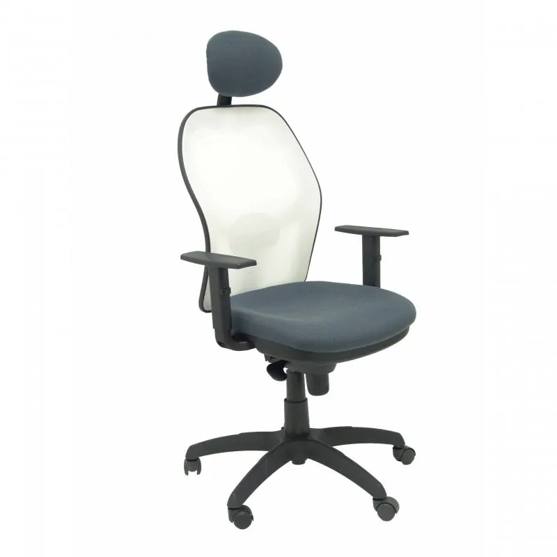 Piqueras y Crespo Jorquera Silla Malla Blanca Asiento Bali Gris Oscuro con Cabecero Fijo 15SBBALI600C