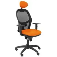 Piqueras y Crespo Jorquera Silla Malla Negra Asiento Similpiel Naranja con Cabecero Fijo 15SNSPNAC