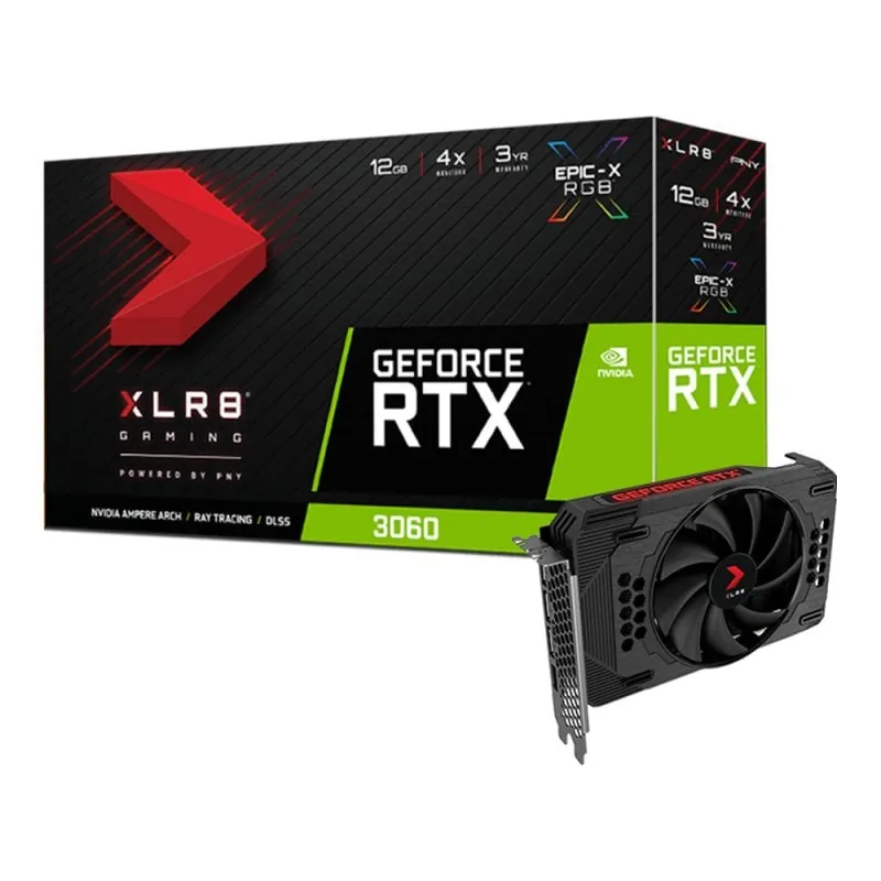 PNY GeForce RTX 3060 XLR8 Gaming REVEL EPIC-X RGB Single Fan 12GB GDDR6 VCG306012SFXPPB