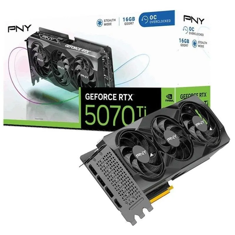 PNY GeForce RTX 5070 Ti Overclocked Triple Fan 16GB GDDR7 Reflex 2 RTX AI DLSS4 VCG5070T16TFXPB1-O