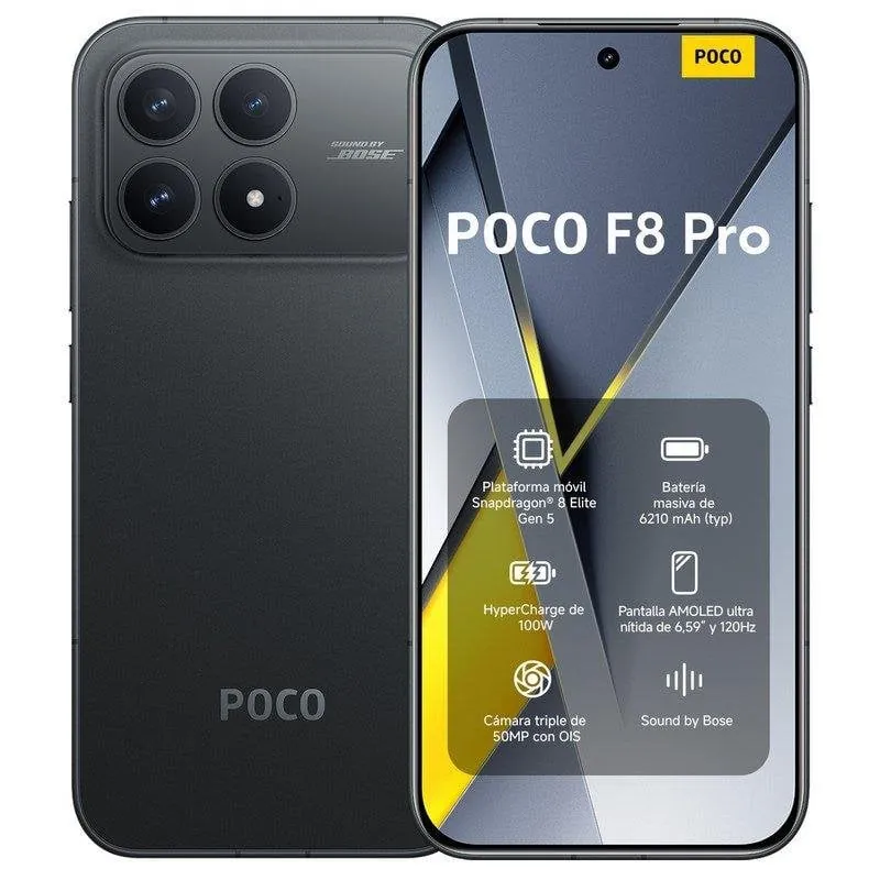 POCO F8 Pro 12GB 256GB 6.59" AMOLED 5G Dual SIM Batería 6210mAh 100W IP68 Android Negro MZB0M3ZEU