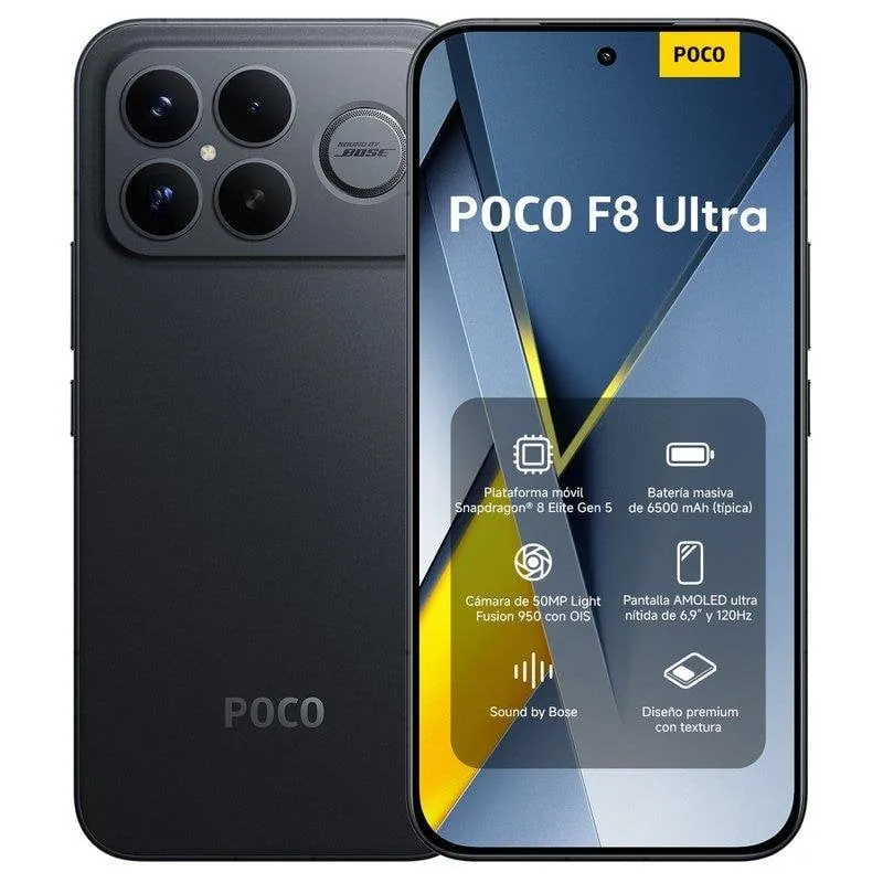 POCO F8 Ultra 16GB 512GB 6.9" AMOLED 5G Dual SIM Carga 100W Cámara 50MP IP68 HyperOS Negro MZB0M43EU