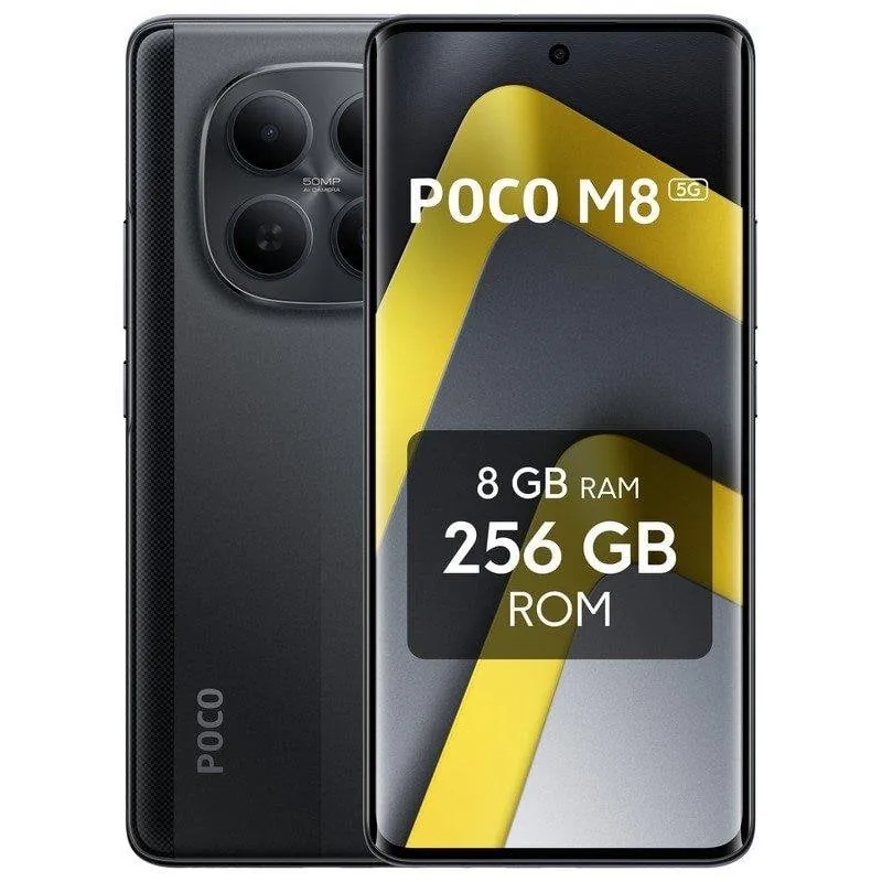 POCO M8 5G 8GB 256GB 6.77" AMOLED 120Hz 5G Dual SIM Carga Rápida 45W NFC IP65 HyperOS 2 Negro MZB0MAEEU