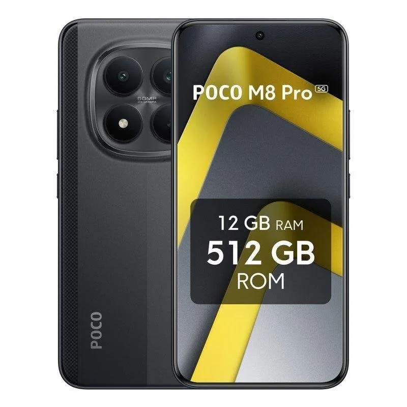 POCO M8 Pro 5G 12GB 512GB 6.83" AMOLED 1.5K 5G Dual SIM Batería 6500mAh 100W IP68 HyperOS 2 Negro MZB0ML5EU