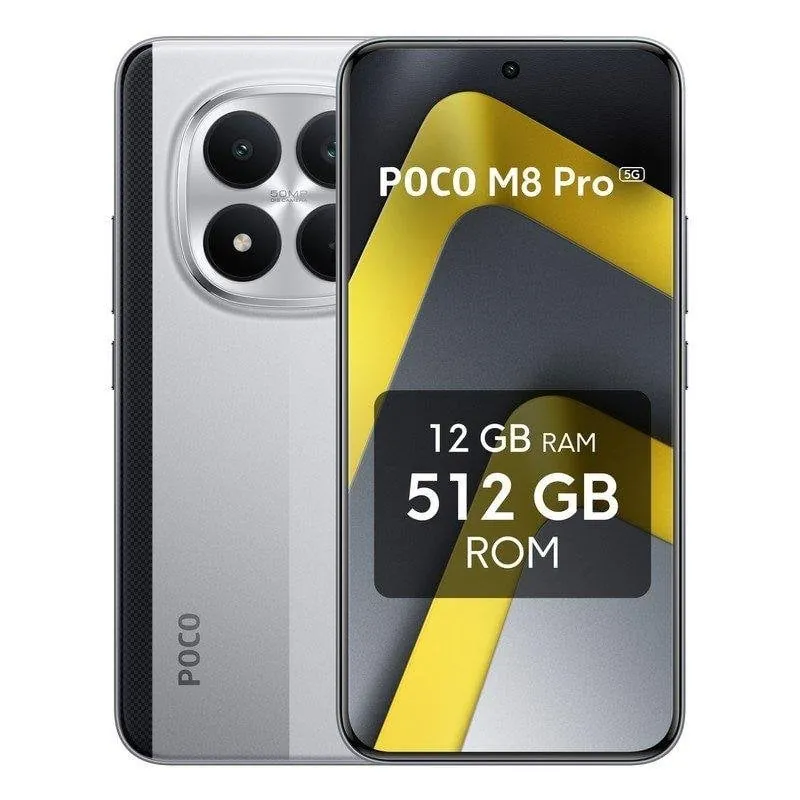 POCO M8 Pro 5G 12GB 512GB 6.83" AMOLED 1.5K 5G Dual SIM Batería 6500mAh 100W IP68 HyperOS 2 Plata MZB0MLVEU