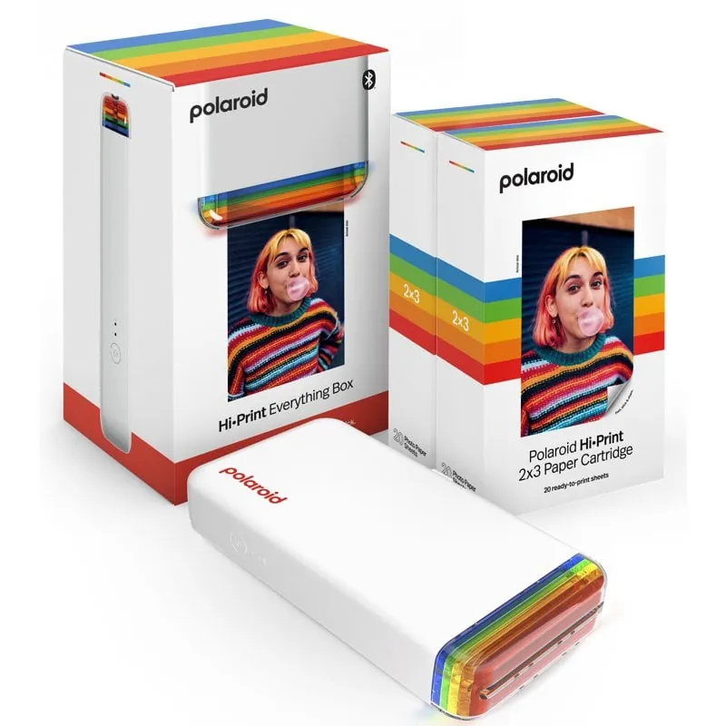 Polaroid Hi-Print Everything Box Pack Impresora Hi-Print 2x3 Blanca + 40 Hojas Fotográficas Adhesivas 006152