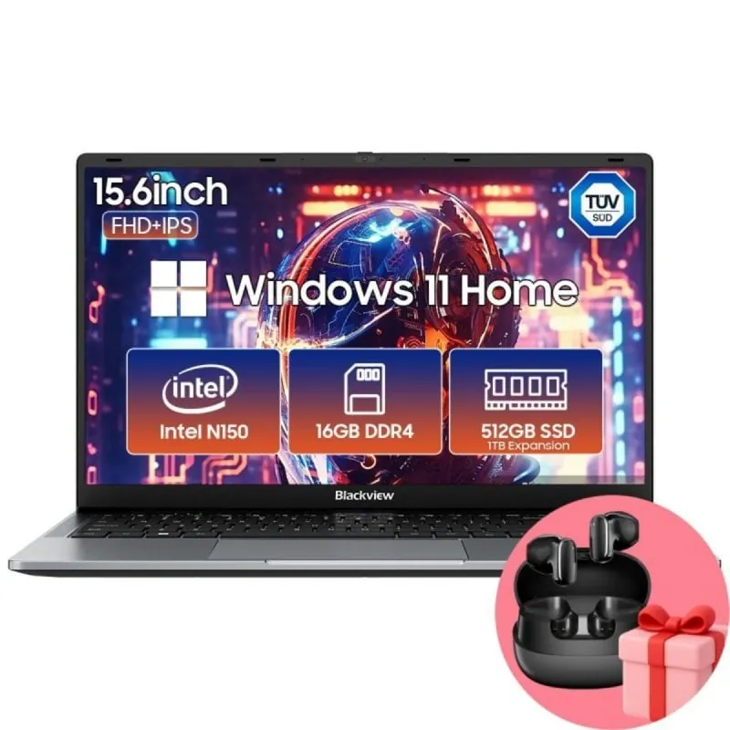 Portátil Blackview AceBook 6 Intel N150 16GB 512GB SSD 15.6" Windows 11 Home Auriculares ACEBOOK6(16+512)-GREY+AIRBUDS20
