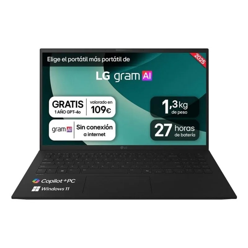 Portátil LG Gram 15Z80T 15,6" AMD Ryzen AI 5 340 16GB 512GB SSD Copilot+PC Negro Win 11 15Z80T-G.AS55B