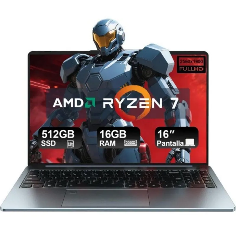Portátil Vanwin NS316 16,1" Ryzen 7 7735HS 16GB 512GB SSD WiFi 6 Huella Gris 6976852232583
