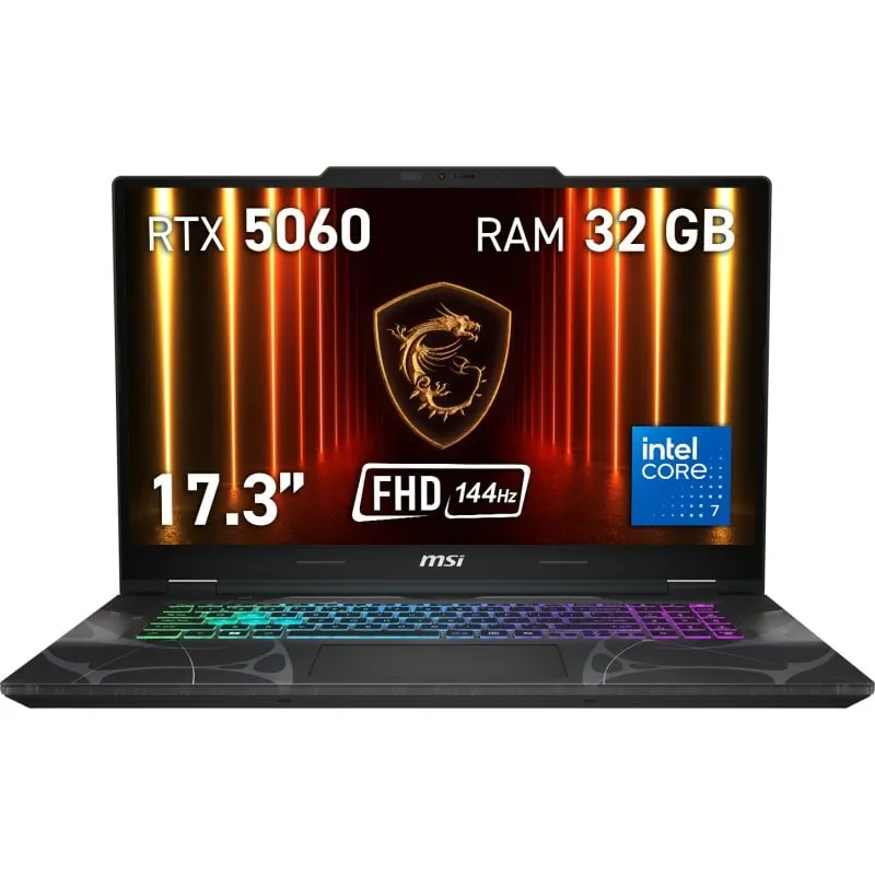 Portátil MSI Cyborg 17 B2RWFKG-068XES 15.6" Intel Core 7 240H 32GB 1TB SSD RTX 5060 8GB FreeDOS RGB 9S7-17U332-068