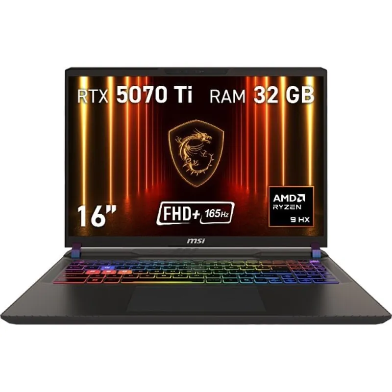 Portatil MSI Vector A16 HX A8WHG-050XES 16" AMD Ryzen 9 7945HX 32GB 1TB SSD RTX 5070 Ti 12GB FreeDOS RGB 9S7-15MM72-050