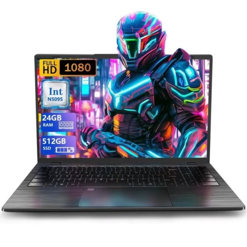 Portátil Vanwin 15,6" Intel Celeron N5095 24GB 512GB SSD Huella Teclado Retroiluminado 101022010302