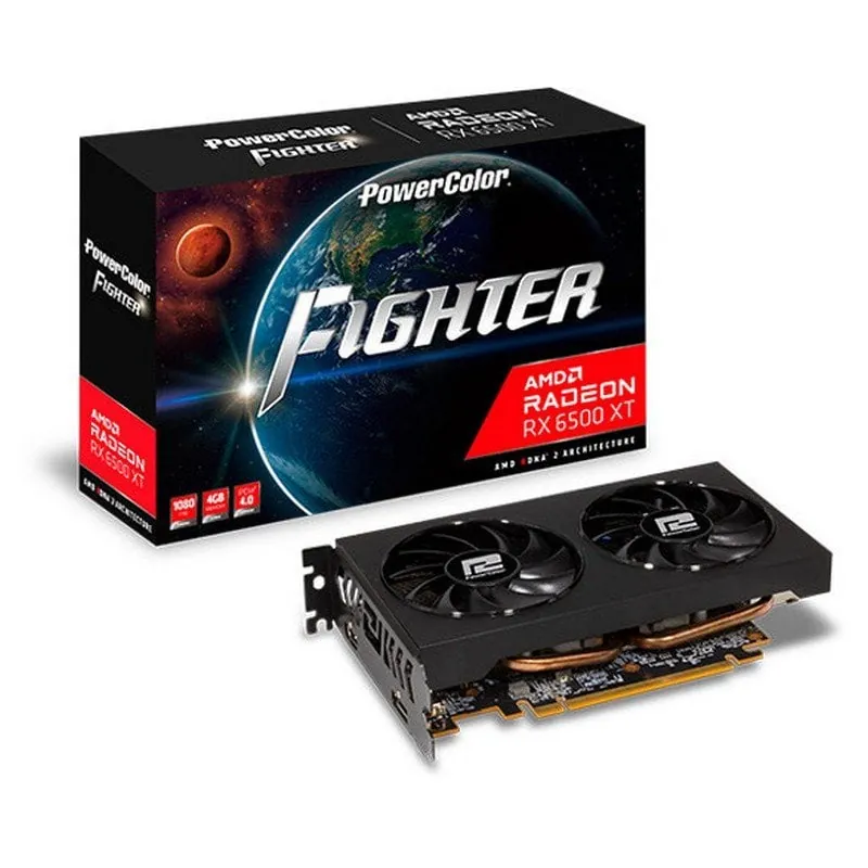 PowerColor Fighter AMD Radeon RX 6500XT 4GB GDDR6 AXRX 6500XT 4GBD6-DH/OC