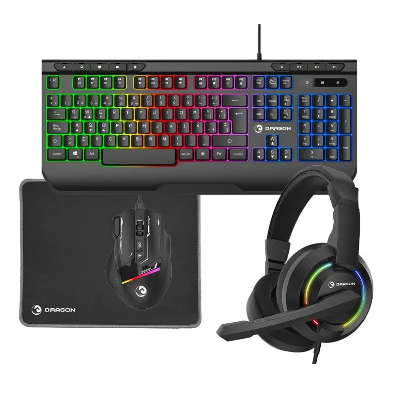 Prixton Dragon 4in1 Pack Teclado + Ratón + Auriculares + Alfombrilla Gaming 10006109