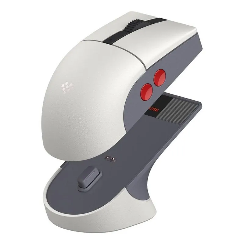 Ratón 8Bitdo Retro R8 NES Edition Inalámbrico Bluetooth 26000 DPI Gris Blanco Base de carga 85CB02