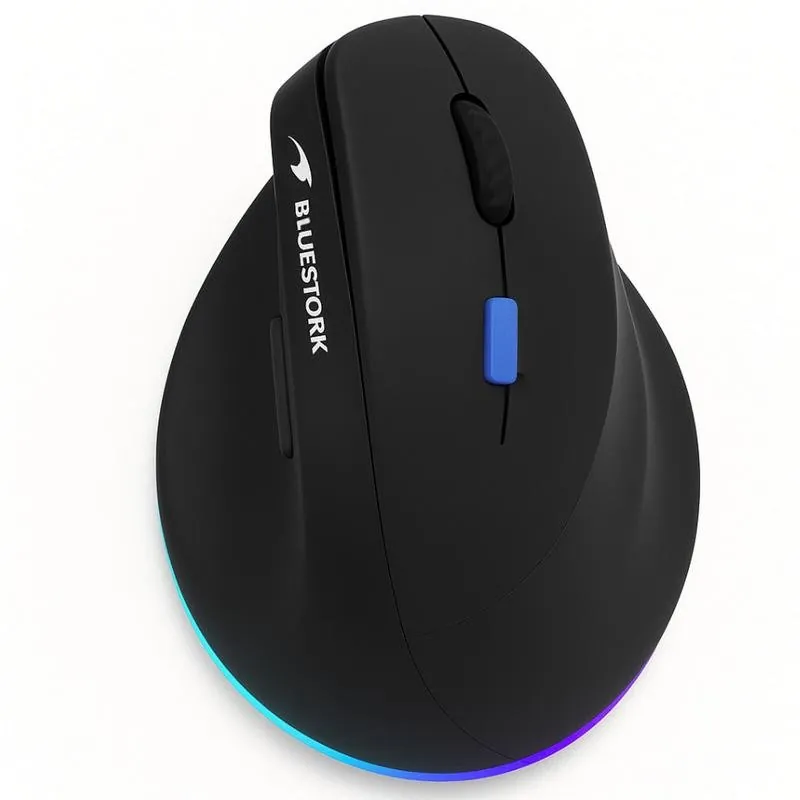 Ratón Bluestork Ergo Lumi Pro Inalámbrico Bluetooth RF 4800 DPI Negro RGB M-WL-ERGO-LUMI-TH