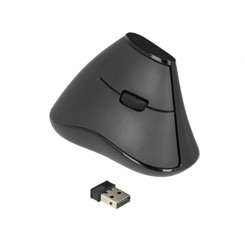 Ratón Delock 12622 RF inalámbrico 1000 DPI Negro diseño vertical mano derecha 12622