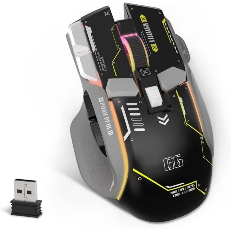 Ratón Gaming G6 10 Botones RGB 3 Modos Conexión Batería 500 mAh Silencioso 250701hwp08