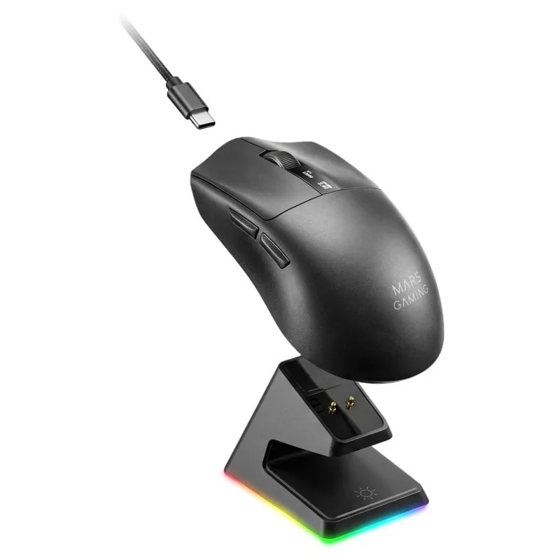 Ratón Mars Gaming MMW-ELITE Inalámbrico 20000 DPI Tri-Mode OLED Negro/Blanco MMWELITE