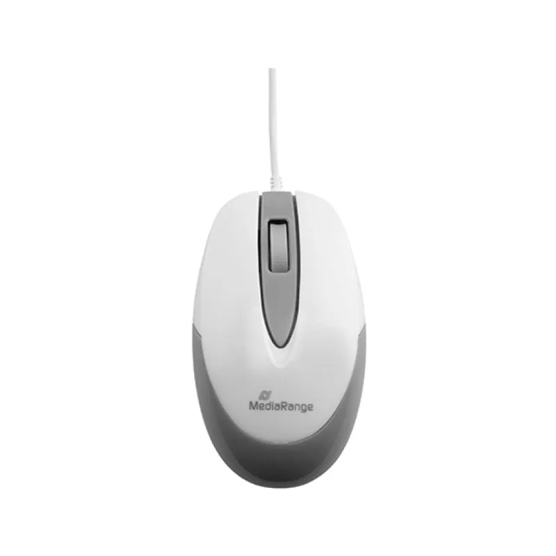 Ratón MediaRange con cable 1000 DPI ergonomía mano derecha gris/blanco 1.5 m MROS214