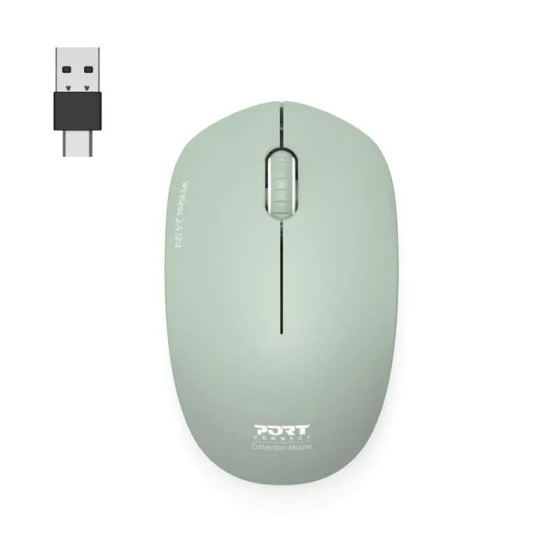 Ratón PORT DESIGNS 900543 inalámbrico RF 1600 DPI verde ambidiestro 900543