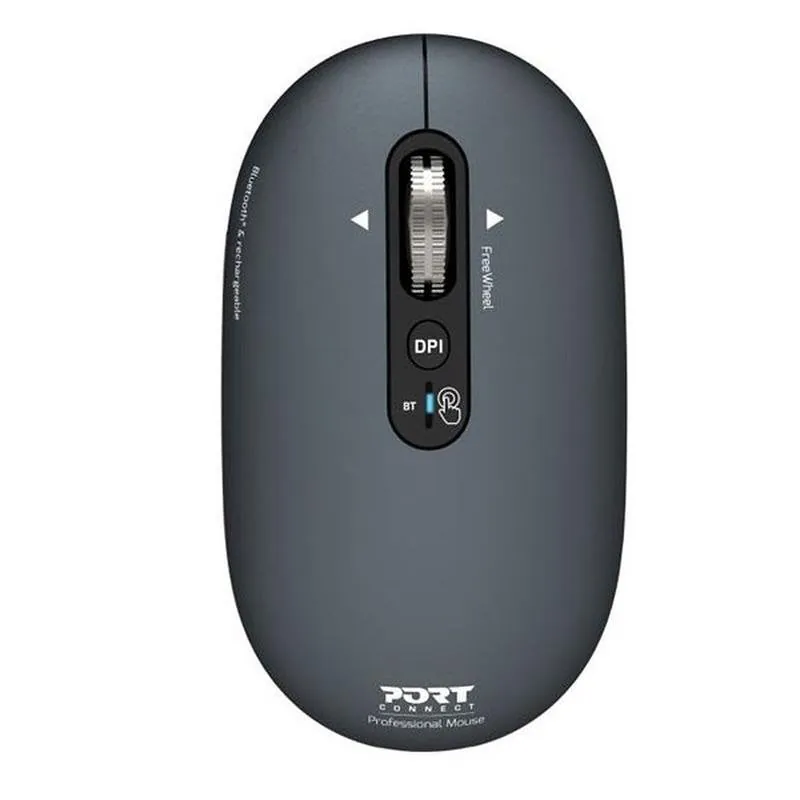 Ratón Port Designs PURE MAC Bluetooth Inalámbrico 3200 DPI Gris Recargable Multidispositivo 910501