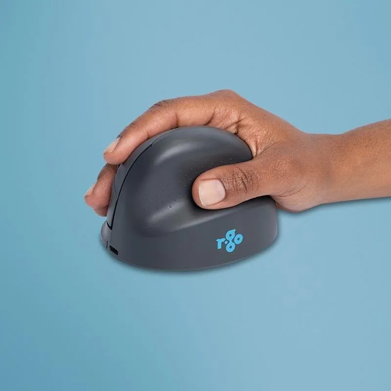 Ratón R-Go Tools HE Basic Bluetooth 1600 DPI Gris Ergonomía Vertical Recargable RGOHEBAMRWL