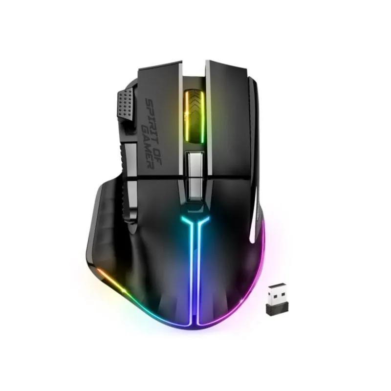 Ratón Spirit of Gamer PRO M5 DARK Wireless 8000 DPI 8 Botones RGB Negro S-PM5RFBK