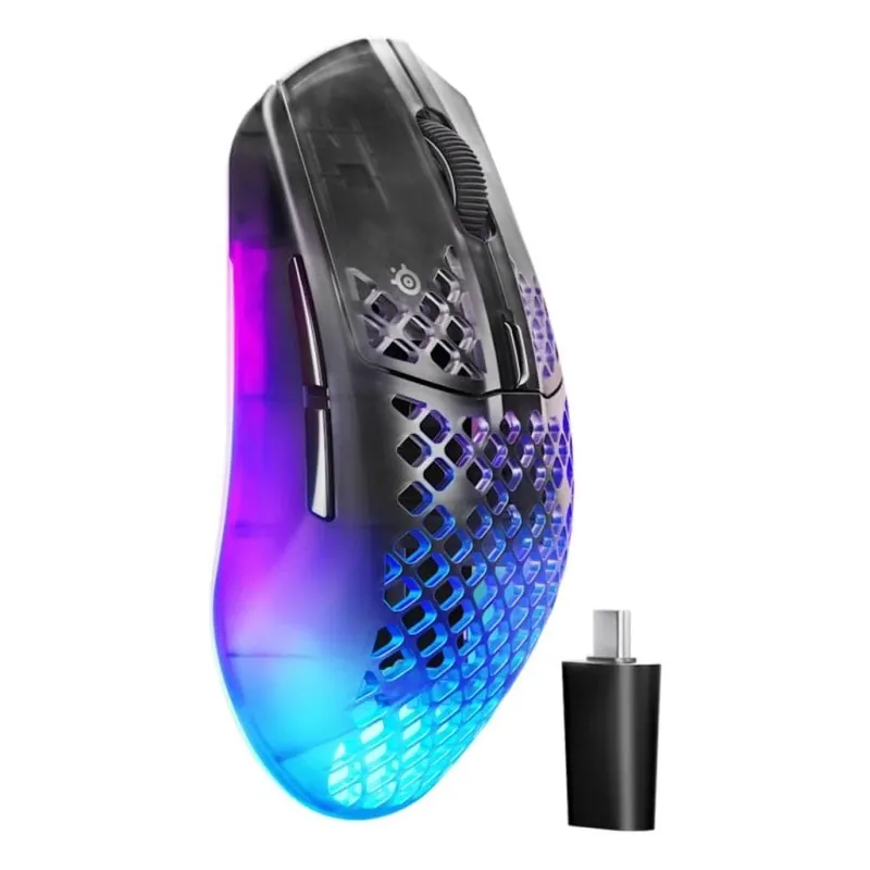 Ratón SteelSeries Aerox 3 Wireless Gen 2 RF Bluetooth 26000 DPI Negro Transparente 62717