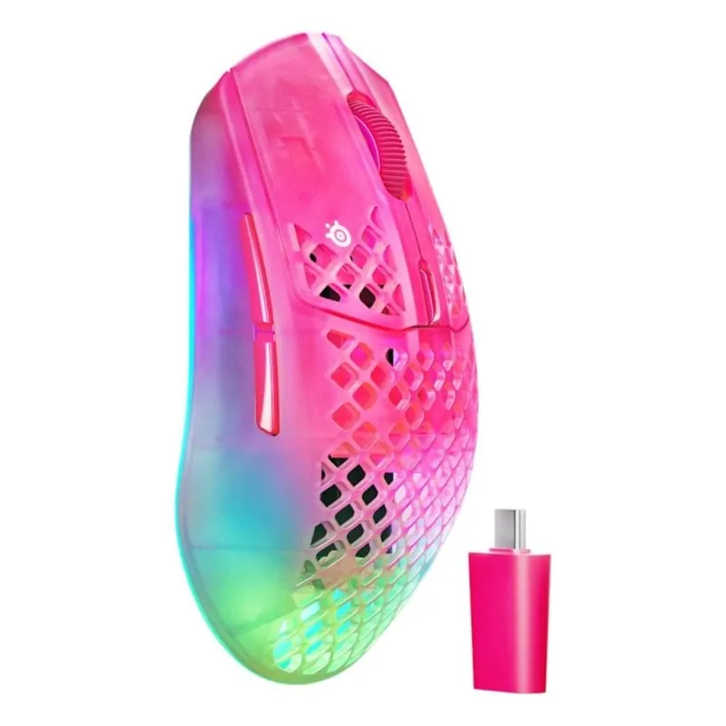 Ratón SteelSeries Aerox 3 Wireless Gen 2 RF Wireless Bluetooth 26000 DPI Magenta Haze 62716