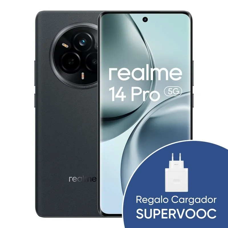 Realme 14 Pro 8GB/256GB Smartphone 6.77" 120Hz 45W Android 15 Gris + Cargador 67W 631011005071-B
