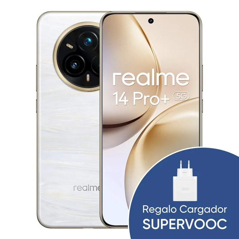 Realme 14 Pro Plus 5G 12GB/512GB Smartphone 6.83" 120Hz 80W Android 15 Blanco + Cargador 120W 631011004926-B