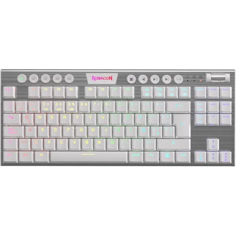 Redragon Horus K621W Teclado Inalámbrico Mecánico TKL Gaming RGB Switch Rojo Blanco K621W-RGB-SP RD