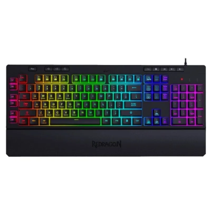 Redragon Shiva Teclado Gaming de Membrana RGB con Reposamuñecas Negro K512RGB-SPS