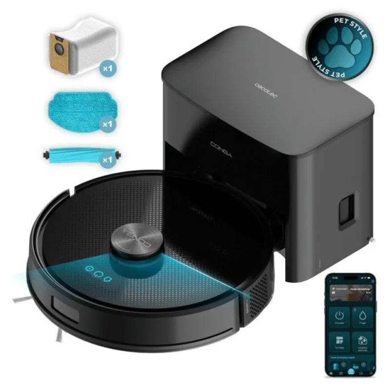 Robot Aspirador y Fregasuelos Cecotec Conga Y50 Navegación Láser 5000 Pa Base Autovaciado WiFi APP A01_EU01_114519