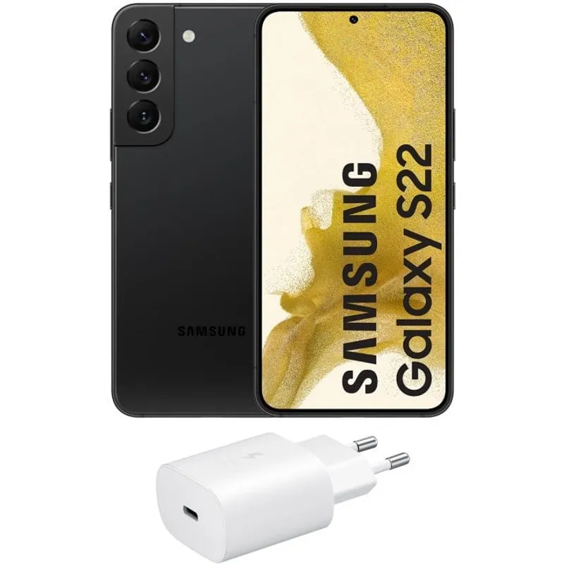 Samsung Galaxy S22 5G 128GB Negro Libre + Cargador 25W F-SM-S901BZKDE