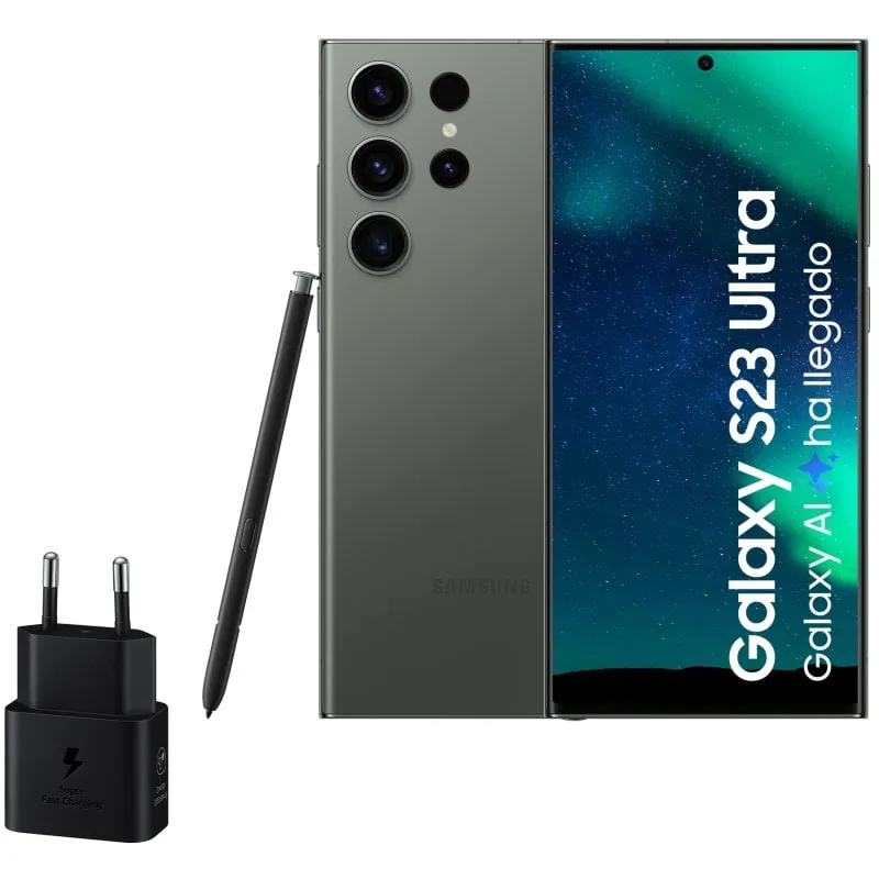 Samsung Galaxy S23 Ultra 256GB Verde Libre + Cargador 25W SM-S918BZGDEUBH