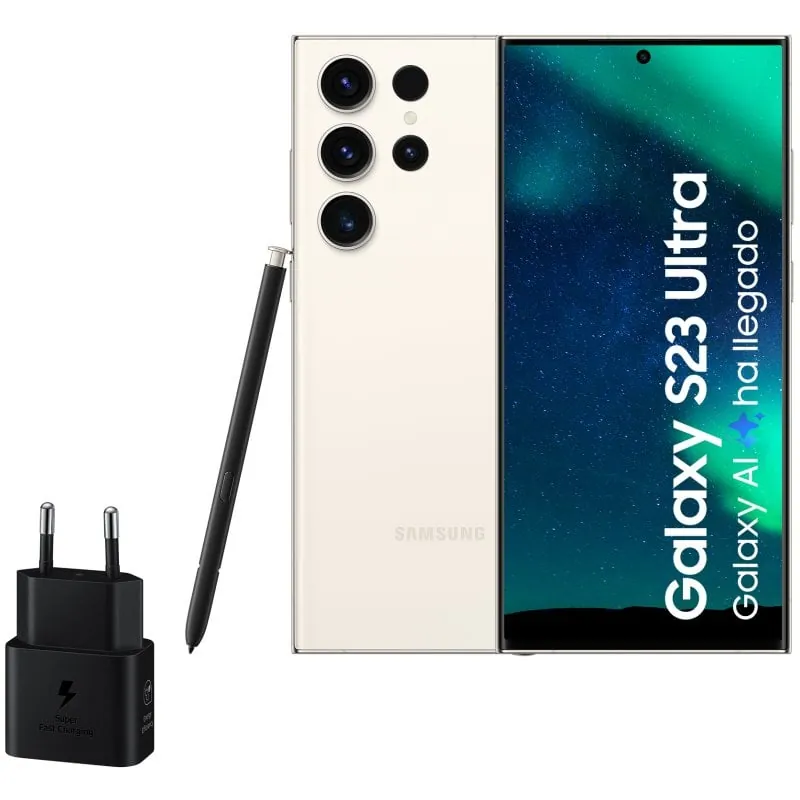 Samsung Galaxy S23 Ultra 512GB Algodón Libre + Cargador 25W SM-S918BZEHEUBH
