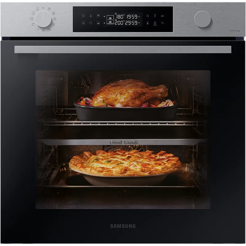 Samsung Horno Pirolítico 76L Multifunción Dual Cook Negro Clasificación Energética A+ NV7B4450VAS/U1 - Silver, Silver NV7B4450VAS/U1