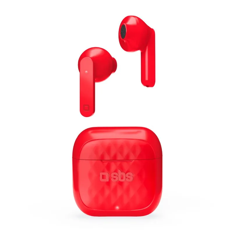 SBS Air Free Auriculares Inalámbricos con Base Compacta 250 mAh Rojos TEEARAIRFREETWSBTR