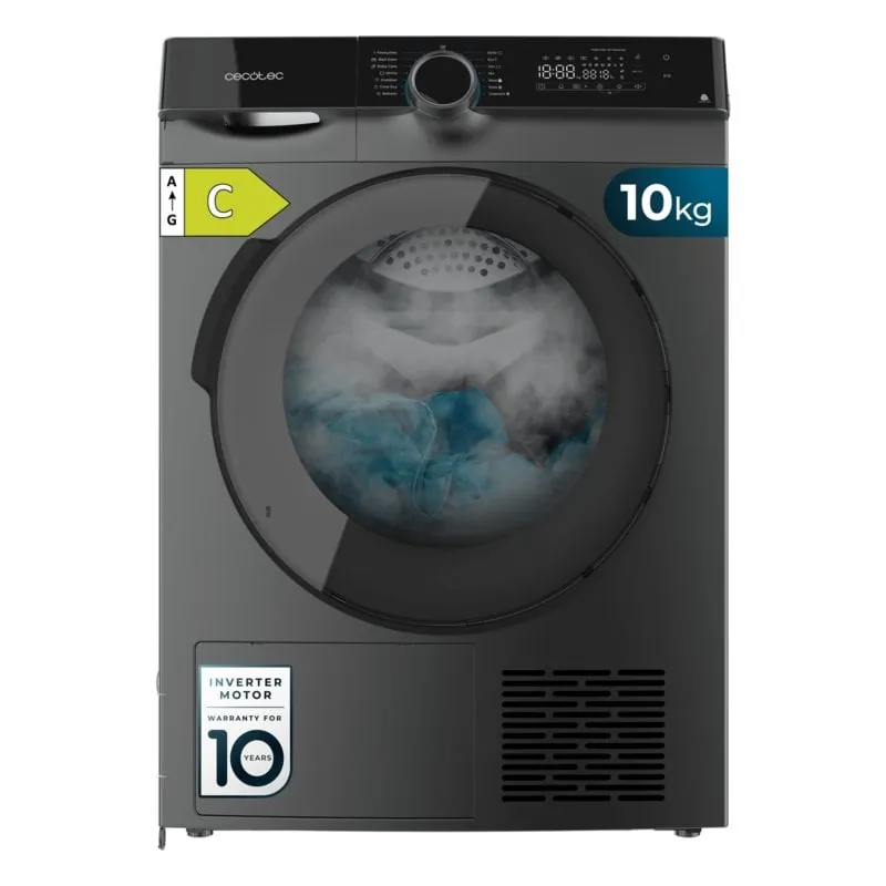 Secadora Cecotec Bolero DressCode Dry 10505 Inverter Bomba de Calor 10kg Clase C UV Care Planchado Fácil Acero A01_EU01_111271