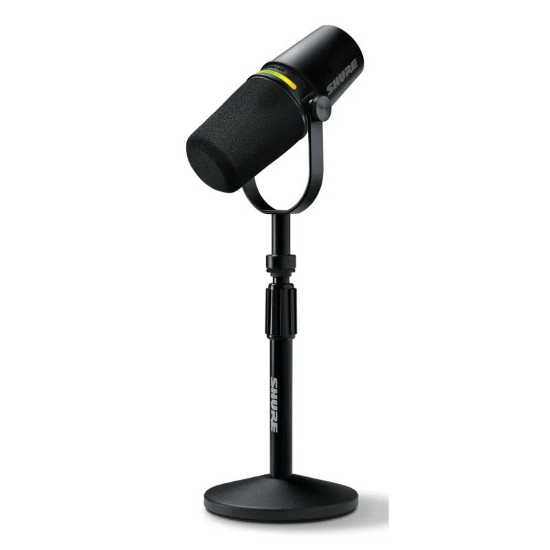 Shure MV7+ Micrófono Dinámico para Pódcast con Soporte de Sobremesa XLR/USB Negro MV7+-K-BNDL